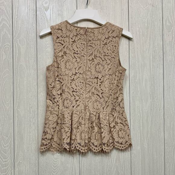 J. Crew Beige Lace Peplum Sleeveless Top 00 NWT - Picture 6 of 6